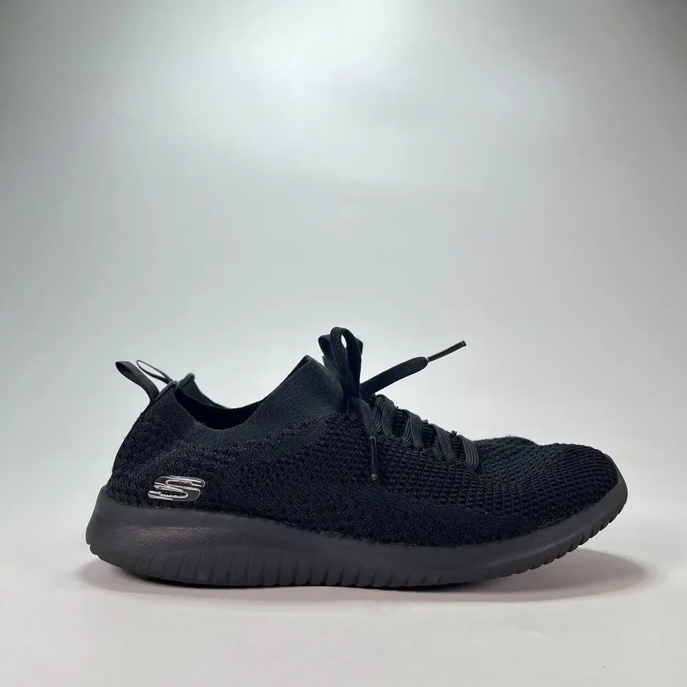 Skechers Ultra Flex Statements Black Athletic Sneakers Knit Shoes Youth Size 6